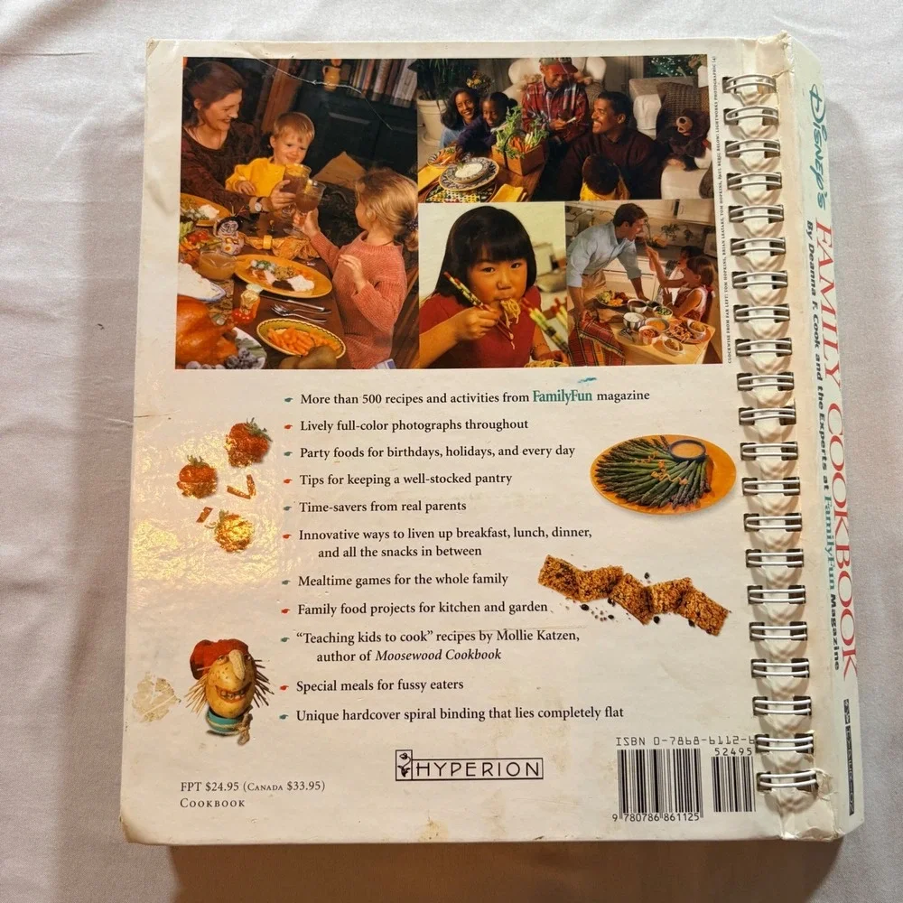 Disney Family Cookbook Hardcover Spiral Kids Recipes FamilyFun Magazine 1996